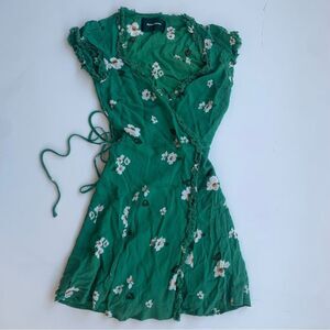 Reformation Green Floral Mini Dress